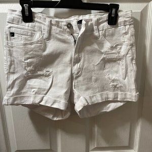 White ripped jean shorts